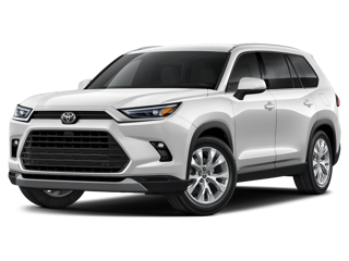 white 2024 toyota grand highlander front left angle view
