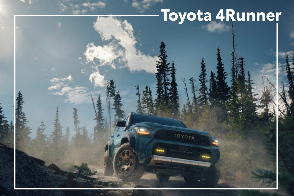 Toyota bZ electric SUV driving on a tree-lined road near Vallejo.