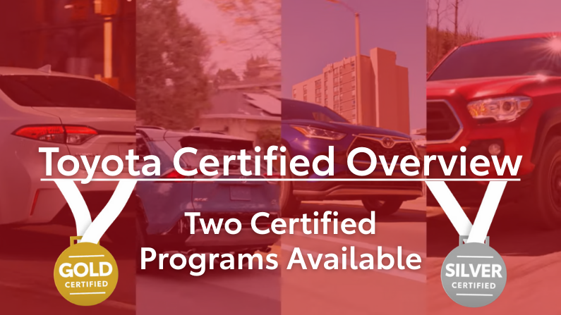 Toyota Certified Overview showing Gold and Silver certified used vehicle programs at Toyota Vallejo.