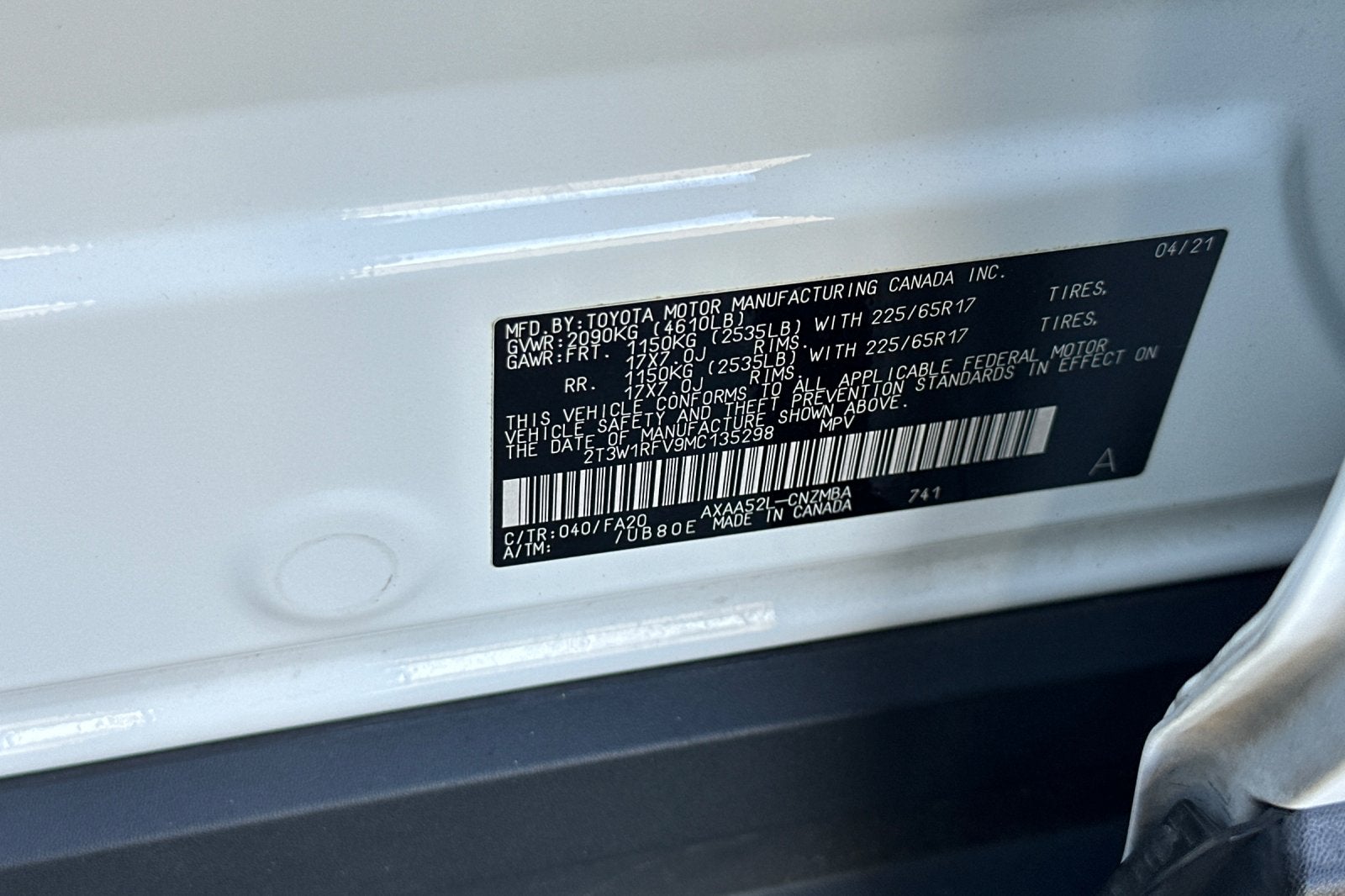 2021 Toyota RAV4 XLE 4D Sport Utility