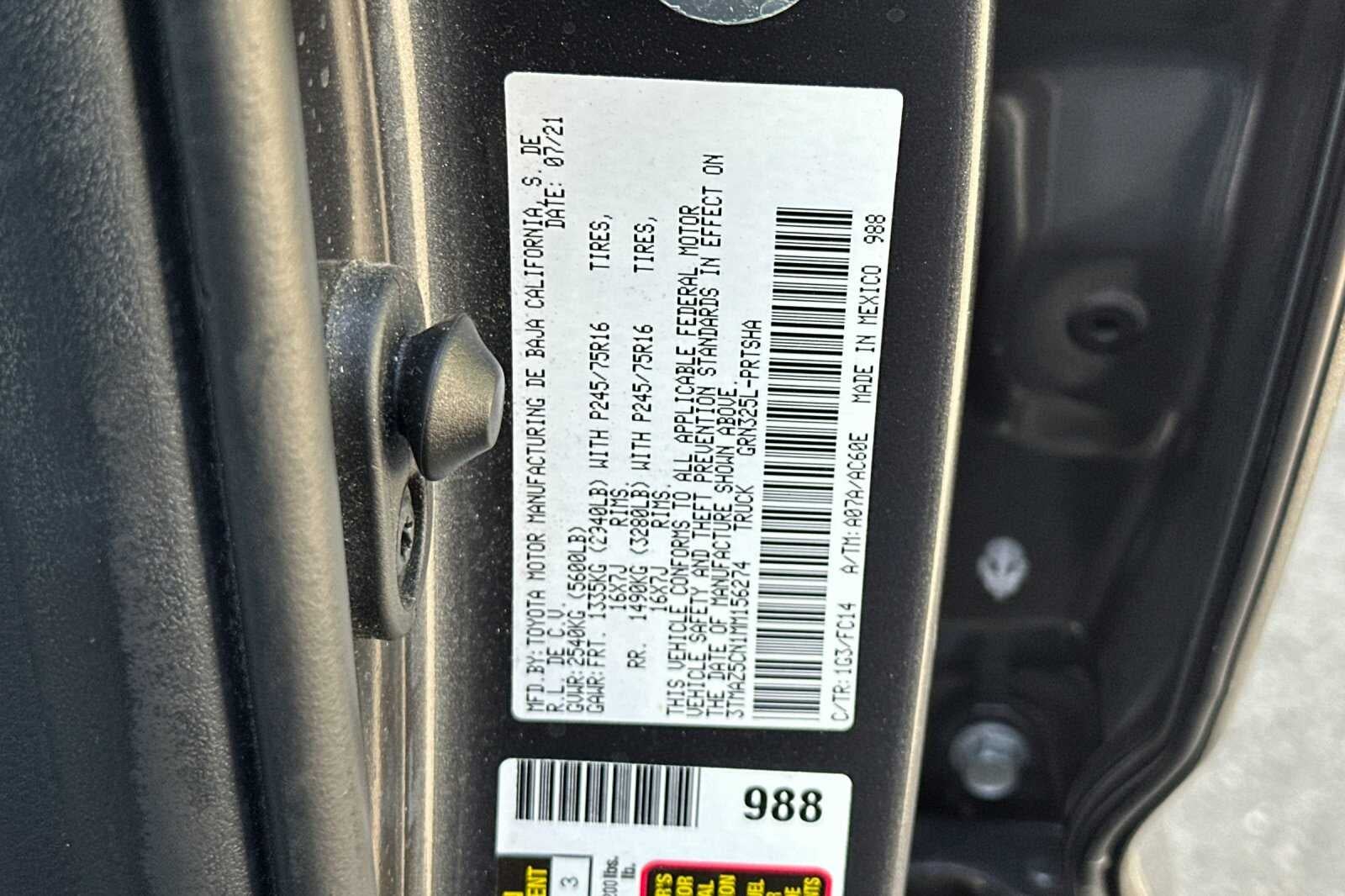2021 Toyota Tacoma 2WD SR5 4D Double Cab