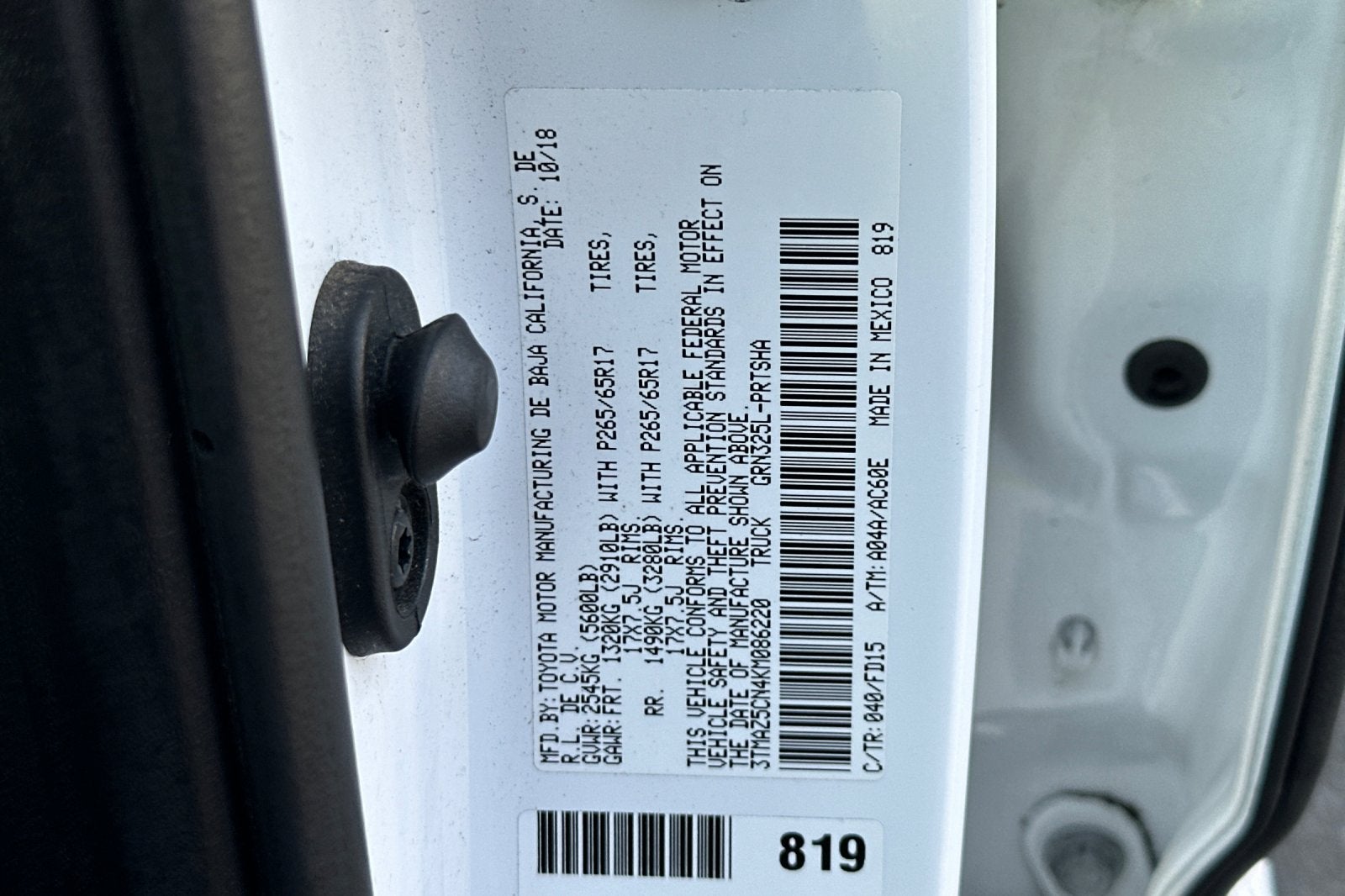 2019 Toyota Tacoma 2WD TRD Sport 4D Double Cab