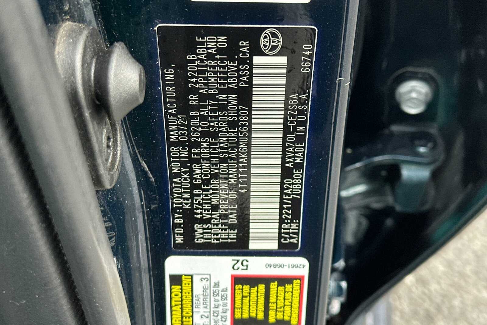 2021 Toyota Camry 2.5L SE