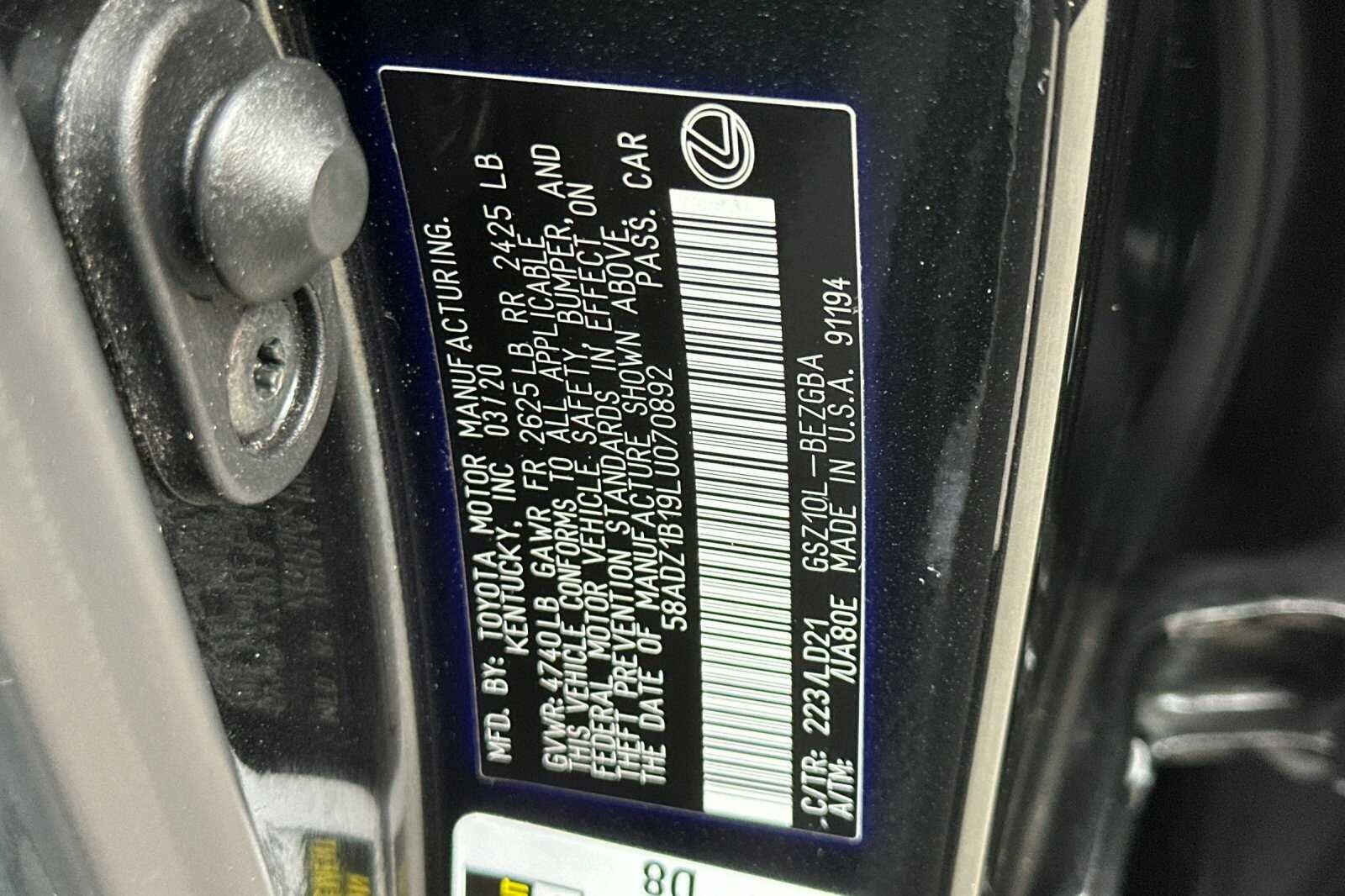 2020 Lexus ES ES 350