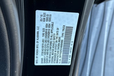 2017 Honda Ridgeline RTL-T