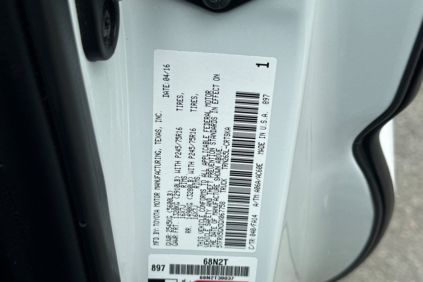 2016 Toyota Tacoma SR 4D Access Cab