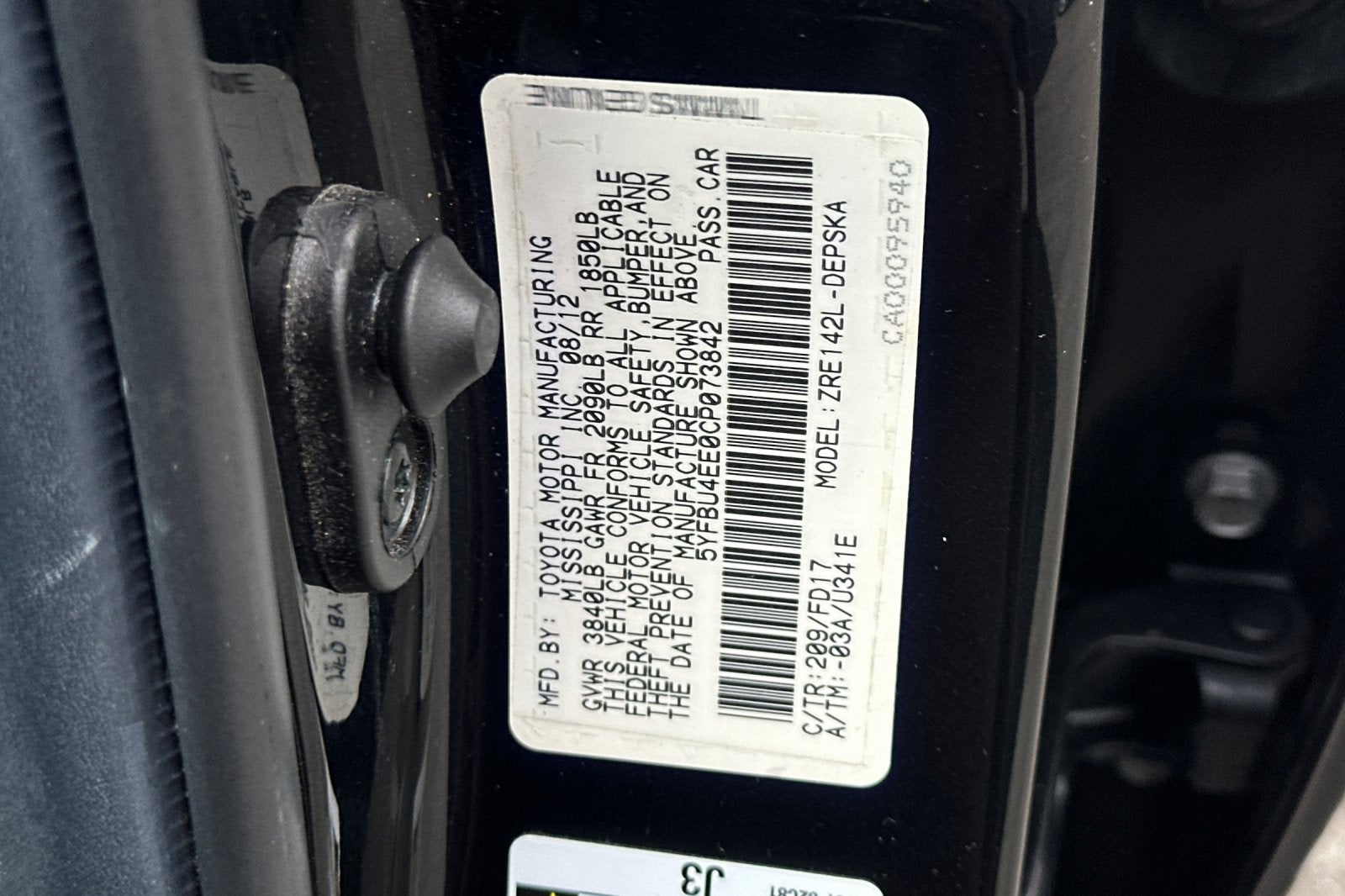 2012 Toyota Corolla S 4D Sedan