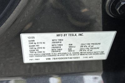 2026 Tesla Model Y Standard Range 4D Sport Utility