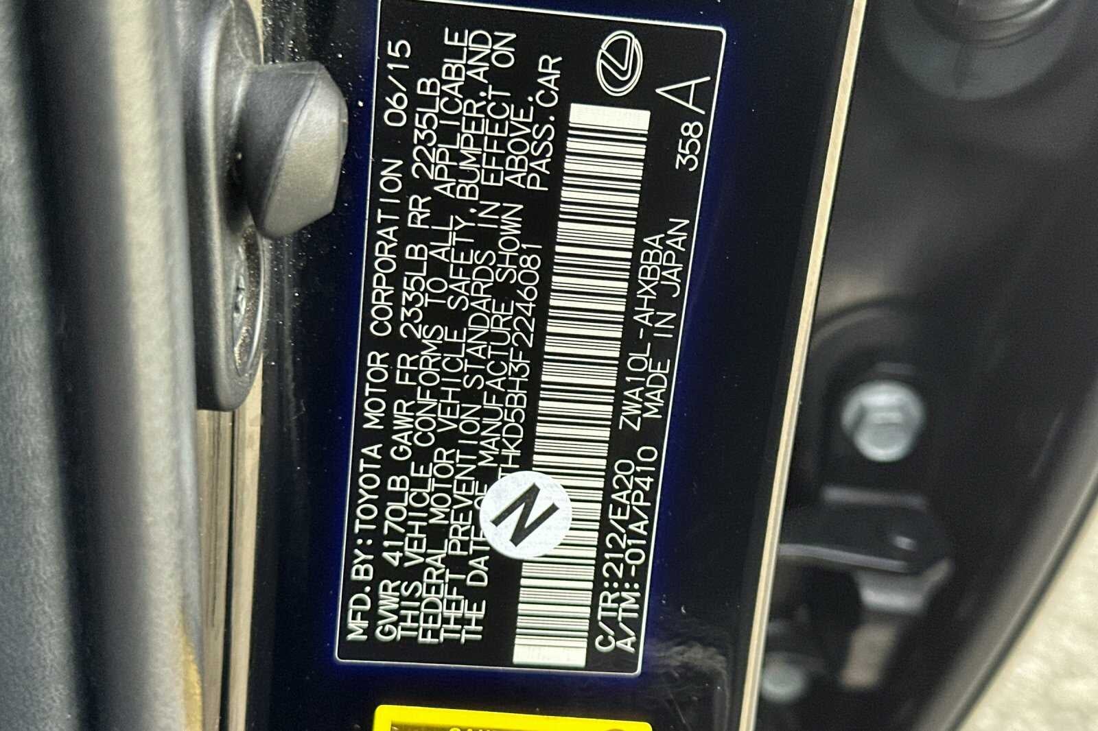 2015 Lexus CT 200h Hybrid