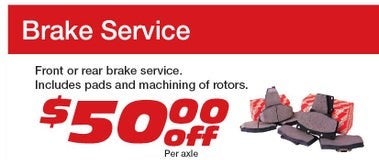 $50 Off Per Axle on Front or Rear Brake Service