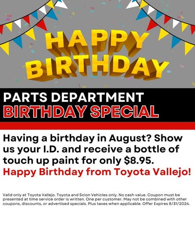 Toyota Parts Specials Available In Vallejo, CA | Toyota Vallejo