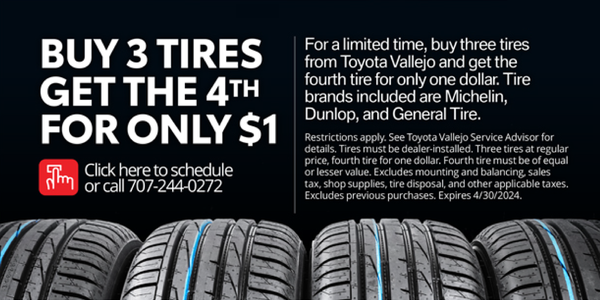 Buy 3 Tires, Get The 4th For Only $1